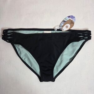 NWT Prana Zuley Bikini Bathing Suit Bottom Black, Size L